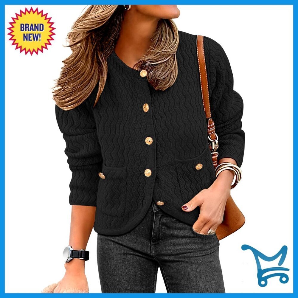 Textured Knit Cardigan Cropped Chevron Pattern Casual Chic Office Wear